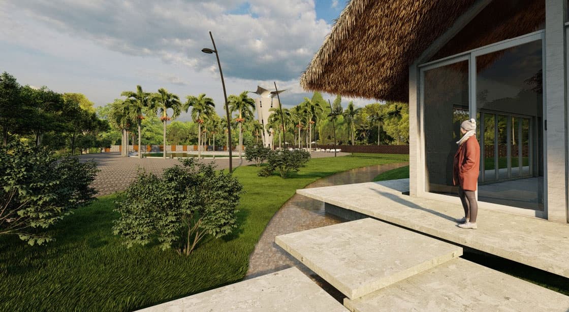Landscaped grounds at Canvas, Lepakshi