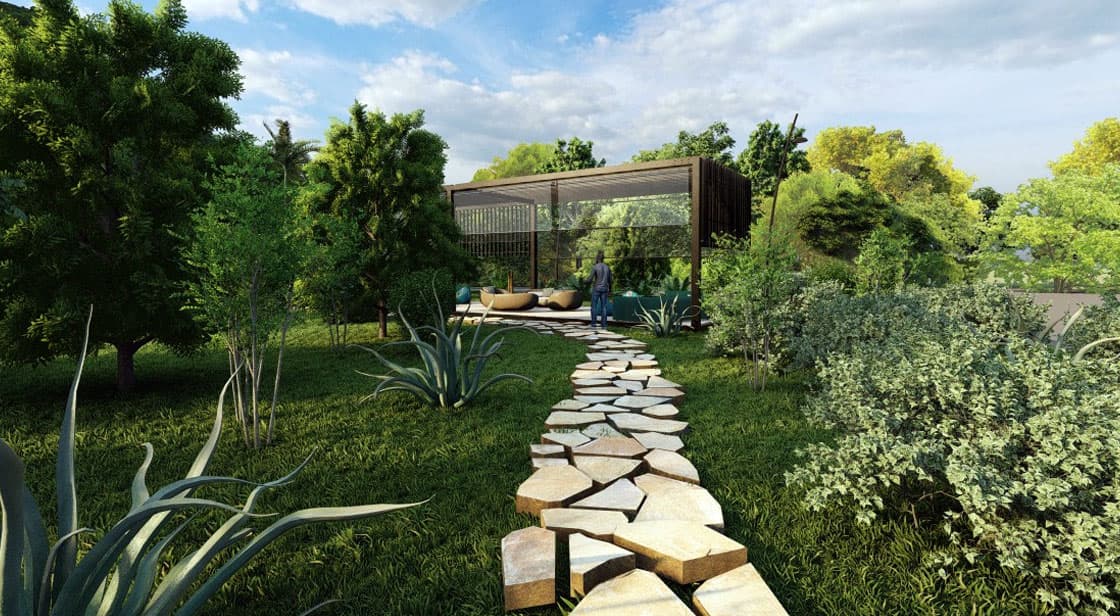 Canvas — landscaped pathway